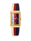 GUCCI Rectangular Goldtone Stainless Steel & Web-Strap Watch