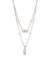 MESSIKA Move Classic 18K Rose Gold & Diamond Pavé Two-Row Pendant Necklace