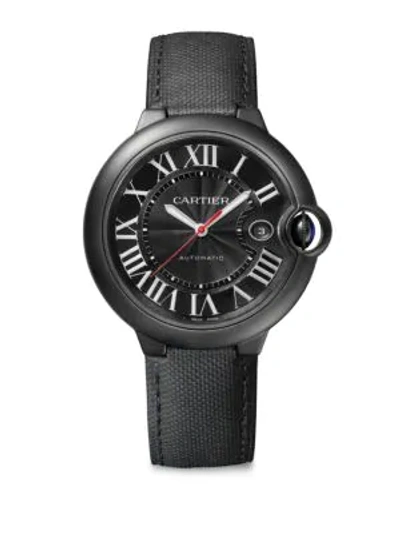 Cartier Ballon Bleu De  Carbon Stainless Steel, Adlc & Leather Strap Watch In Black