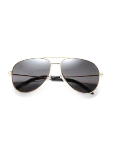 Saint Laurent Metal Aviator Sunglasses In Gold-grey