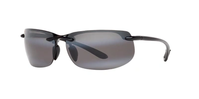 Maui Jim Banyans Polarized Rimless Wraparound Sunglasses, 73mm In Grey Mir Pol