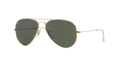 Ray Ban Monochromatic Metal Aviator Sunglasses, Yellow Pattern In Green Classic G-15