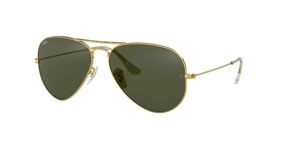 Ray Ban Aviator Green Classic G-15 Unisex Sunglasses Rb3025 181 58 In Gold Rose