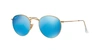 Ray Ban Polarized Round Metal-frame Sunglasses With Blue Mirror Lens In Blue