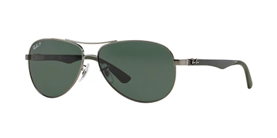 Ray Ban Carbon Fibre Sunglasses Grey Frame Green Lenses Polarized 61-13 In Polarized Green Classic G-15