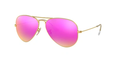 Ray Ban Standard Icons 58mm Mirrored Polarized Aviator Sunglasses In Polarized Cyclamen Flash