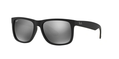 Ray Ban Ray-ban Womens Black Rb4165 Justin Rectangular Sunglasses In Grey Mirror