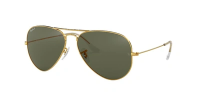 Ray Ban Ray-ban Unisex Polarized Brow Bar Aviator Sunglasses, 55mm In Green Polarized
