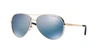 Michael Kors Collection 59mm Polarized Aviator Sunglasses - Gold/ Blue Mirror In Purple Mirror Polarized
