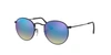 Ray Ban Round Flash Lenses Gradient Sunglasses Black Frame Blue Lenses 53-21 In Blue Gradient Flash