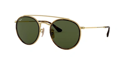 Ray Ban Double-bridge Round-frame Sunglasses In Black