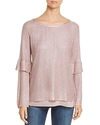 SIONI SEQUINED TIERED-SLEEVE SWEATER,9927-078BL
