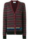 PRADA PRADA INTARSIA LOGO CARDIGAN - BLACK