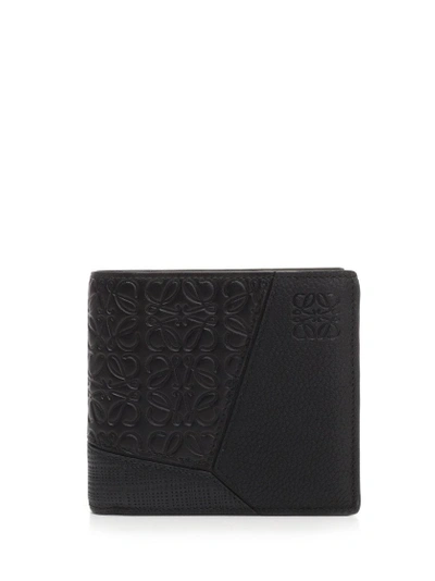 Loewe Foldover Brand Embossed Wallet In Black