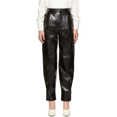 Givenchy Black Leather High-waisted Trousers In 001 Black