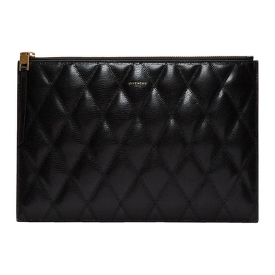 Givenchy Gv3 Medium Quilted Pouch Clutch Bag In Black