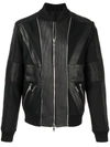 BALMAIN BALMAIN ZIP UP LEATHER BOMBER JACKET - 黑色