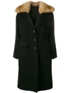 ERMANNO SCERVINO ERMANNO SCERVINO FUR TRIM COAT - 黑色