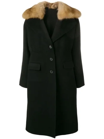 Ermanno Scervino Fur Trim Coat - 黑色 In 95708 Black