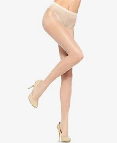Hue So Sexy French Lace Sheers Control Top Pantyhose In Natural