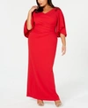 ADRIANNA PAPELL PLUS SIZE EMBELLISHED DRAPED GOWN