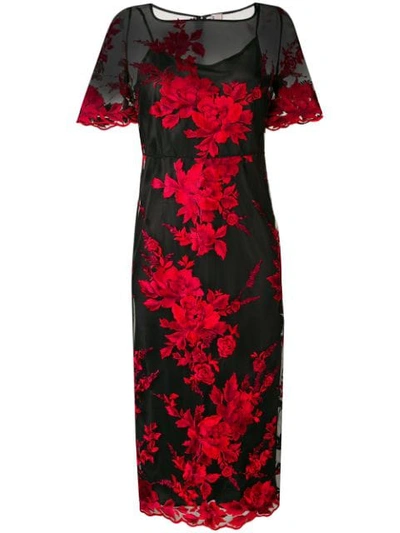 Antonio Marras Floral Embroidered Sheer Dress - 黑色 In Black
