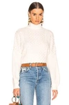 Frame Popcorn Stitch Wool Blend Sweater In Off White