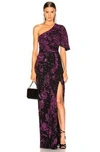 ZUHAIR MURAD Patchwork Embroidery One Shoulder Gown,ZUHF-WD53