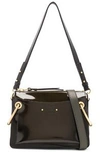 CHLOÉ CHLOE SMALL ROY GLOSSY LAMBSKIN SHOULDER BAG IN GREEN