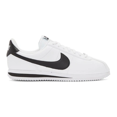 Nike 黑色 And 白色 Cortez Basic 运动鞋 In White/metallic Silver/black