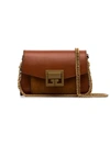 GIVENCHY BROWN LOGO CLASP-FRONT LEATHER AND SUEDE MINI BAG