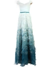 MARCHESA NOTTE fitted ombré gown