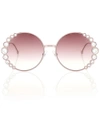 Fendi Embellished Round Sunglasses In Pink