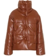 Nanushka Hide Oversized Quilted Vegan Leather Jacket In Brown