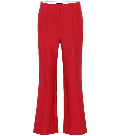 Joseph Wool-blend High-rise Flared Trousers In Red