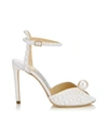 JIMMY CHOO SACORA 100 SATIN PEARL SANDALS,14857648