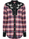 DSQUARED2 FLORAL EMBROIDERED TARTAN SHIRT