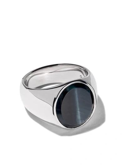 Tom Wood Oval Blue Hawk Eye Ring - Silver In Silver