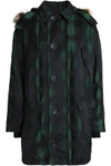 RED VALENTINO WOMAN FAUX FUR-TRIMMED QUILTED SHELL HOODED DOWN JACKET DARK GREEN,GB 3616377385183588