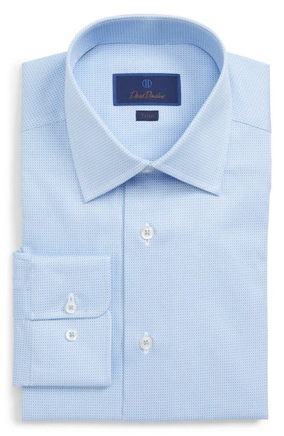David Donahue Men's Trim-fit Geometric-pattern Dress Shirt In Blue