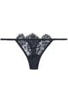 ID SARRIERI WOMAN CHANTILLY LACE THONG NAVY,AU 1016843419920948