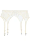 ID SARRIERI WOMAN COTTON-BLEND CORDED LACE AND MESH SUSPENDER BELT IVORY,AU 1016843419918616
