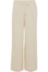 MAJESTIC WOMAN CROPPED STRETCH-LINEN JERSEY TRACK PANTS IVORY,GB 4146401444612772