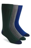 Polo Ralph Lauren Men's Socks, Soft Touch Ribbed Heel Toe 3 Pack In Royal