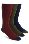Polo Ralph Lauren Men's Socks, Soft Touch Ribbed Heel Toe 3 Pack In Wine