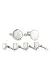 DAVID DONAHUE MOTHER-OF-PEARL CUFF LINK & STUD SET,SS890702