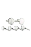 David Donahue Men's 6-piece Sterling Silver & Diamond-cut Mother Of Pearl Stud & Cufflinks Set