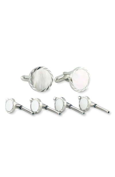 David Donahue Men's 6-piece Sterling Silver & Diamond-cut Mother Of Pearl Stud & Cufflinks Set