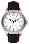 BAUME & MERCIER CLIFTON LEATHER STRAP WATCH, 42MM,M0A10410