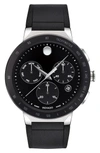 MOVADO SAPPHIRE CHRONOGRAPH RUBBER STRAP WATCH, 43MM,0607240